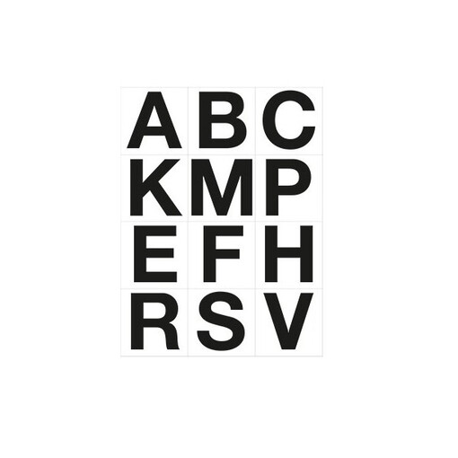 12 lettres adhésives - Pour supports métalliques de dressage