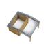 Box à clins avec grand auvent, vu de haut, sur un fond blanc, donnant sur l’intérieur.