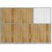 Séparation de boxes pour chevaux en bois, avec petit angle, sur fond blanc.